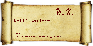 Wolff Kazimir névjegykártya